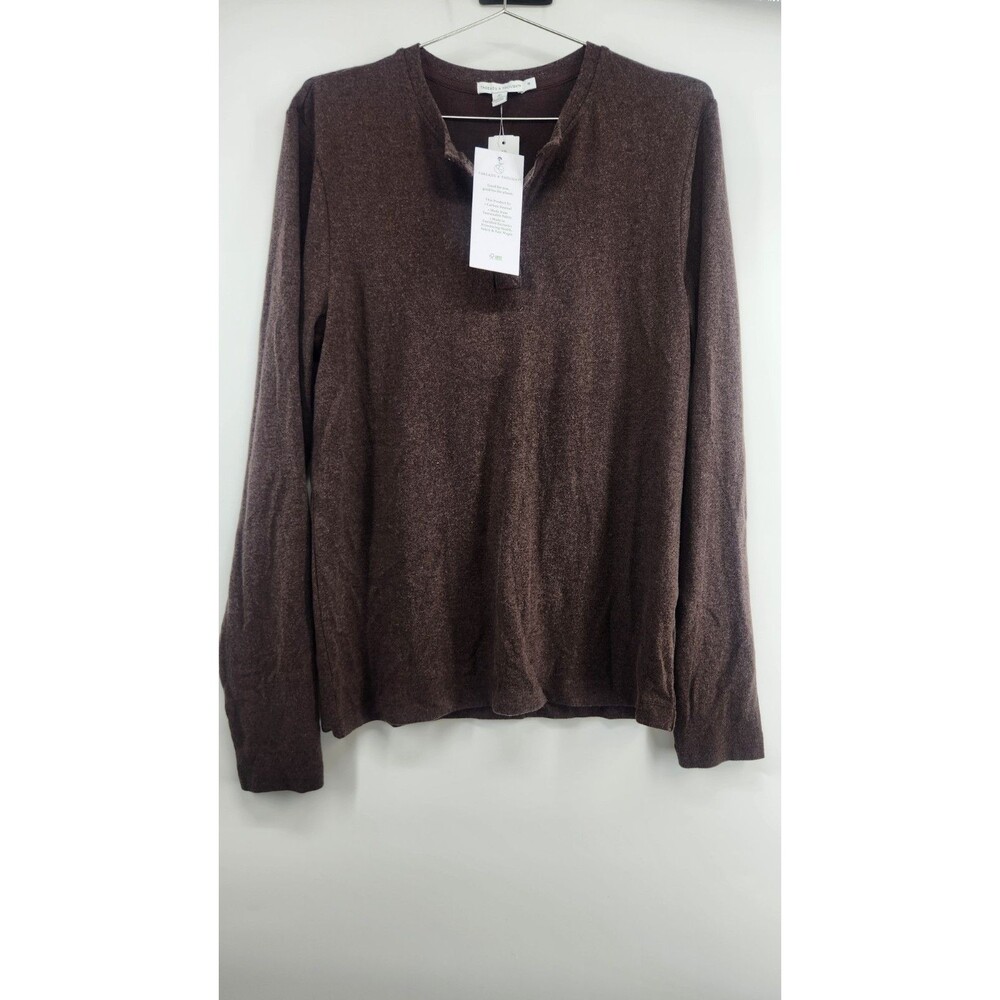 Threads 4 Thought Men's Medium Expresso‎ Brown Elias Long Sleeve Brushed Henley